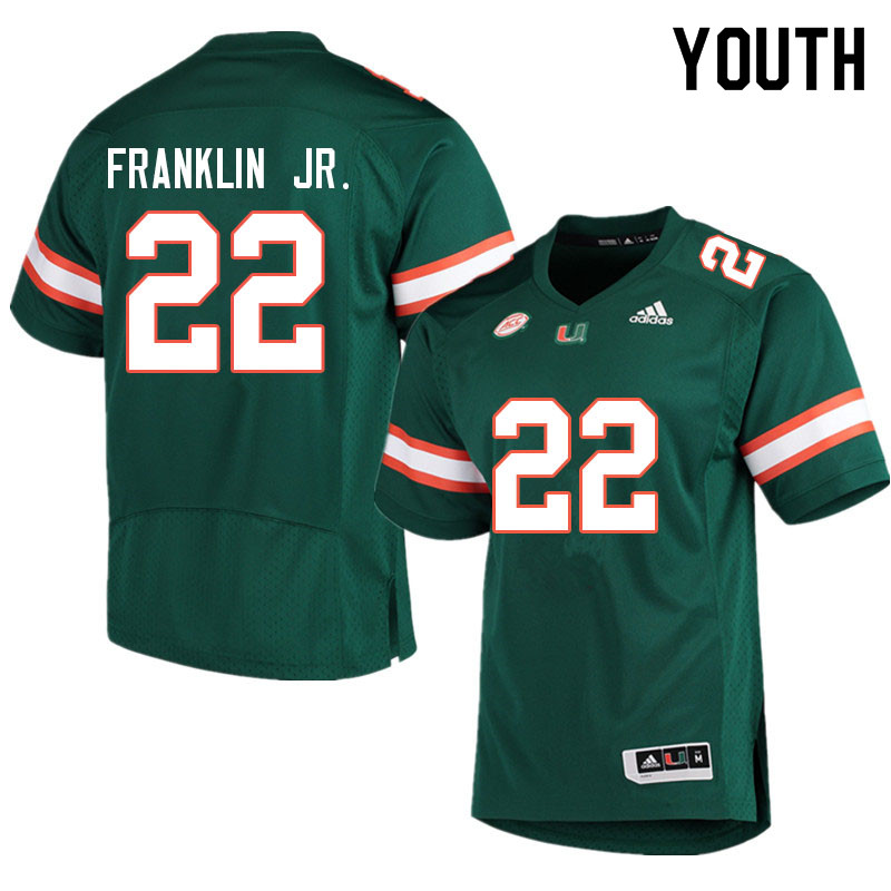 Youth #22 Thaddius Franklin Jr. Miami Hurricanes College Football Jerseys Sale-Green - Click Image to Close
